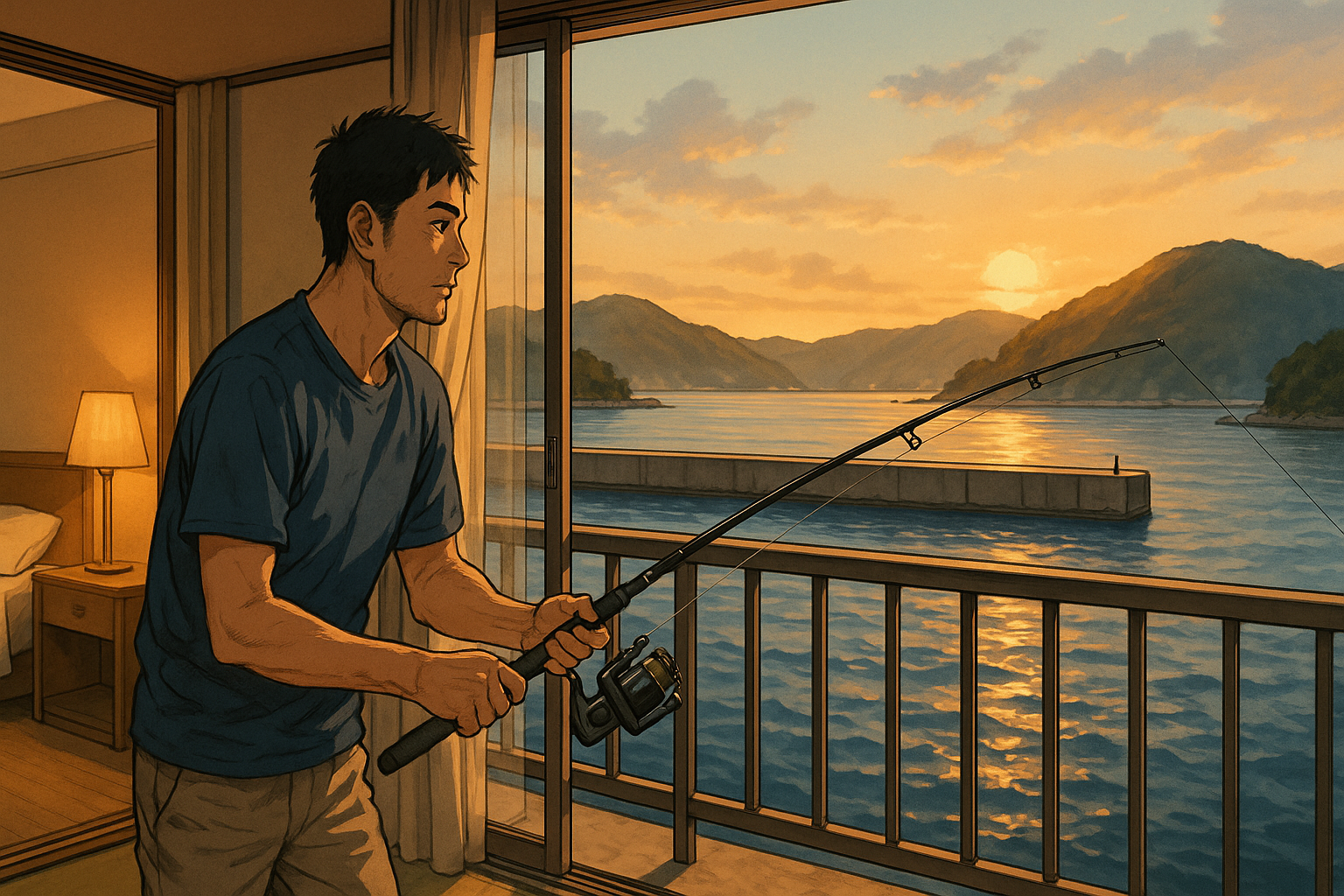 部屋から 釣りができる宿 福井