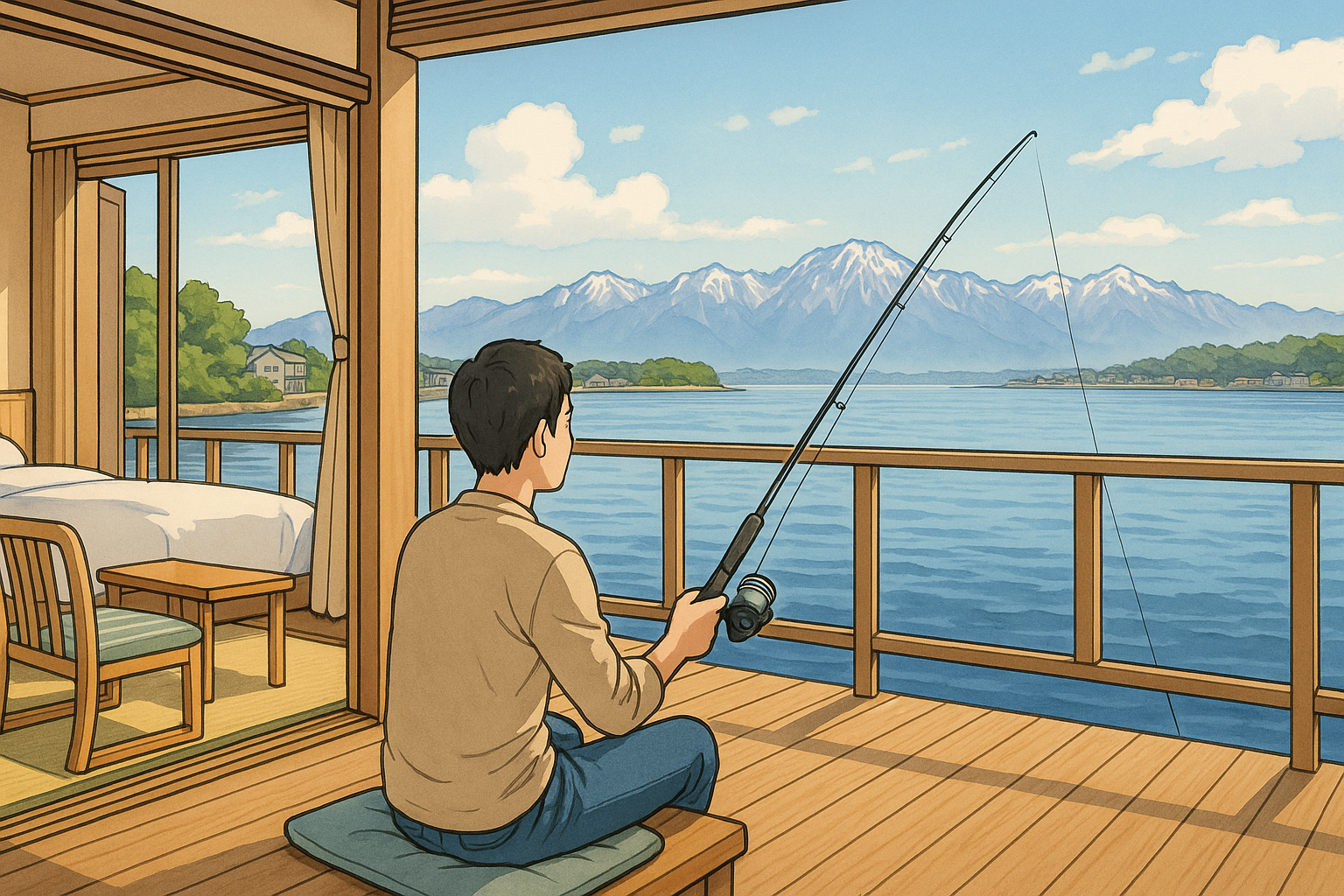部屋から 釣りができる宿 北陸