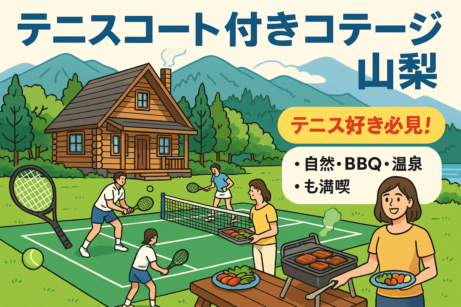 テニス コート 付き コテージ 山梨