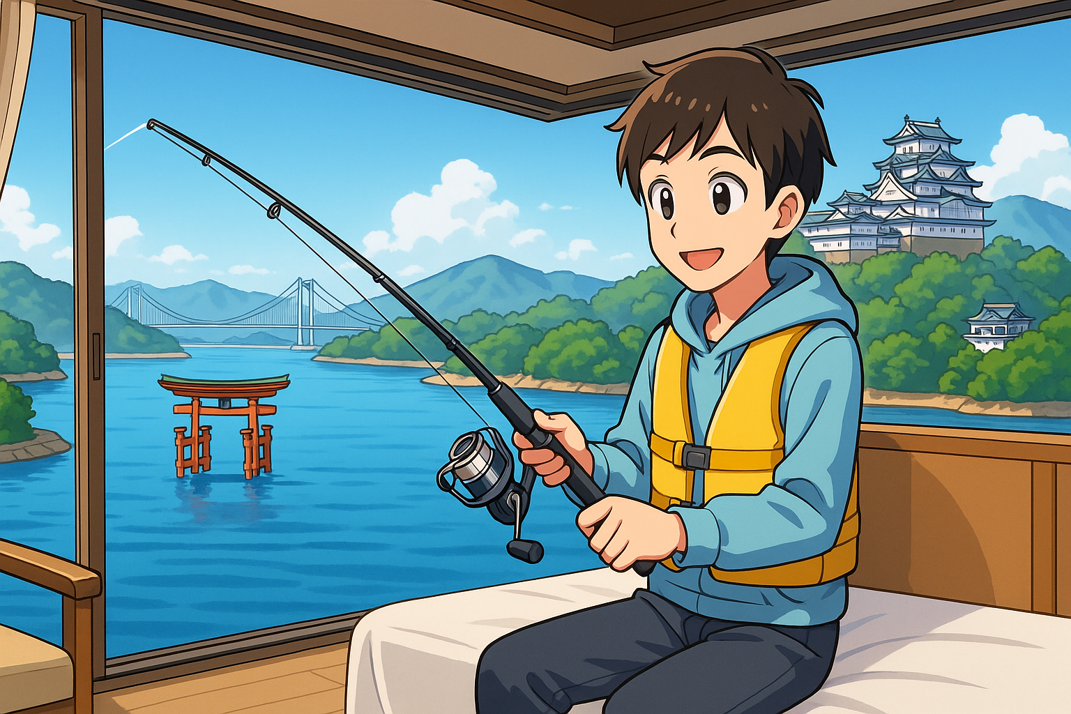 部屋から釣りができる宿 中国地方