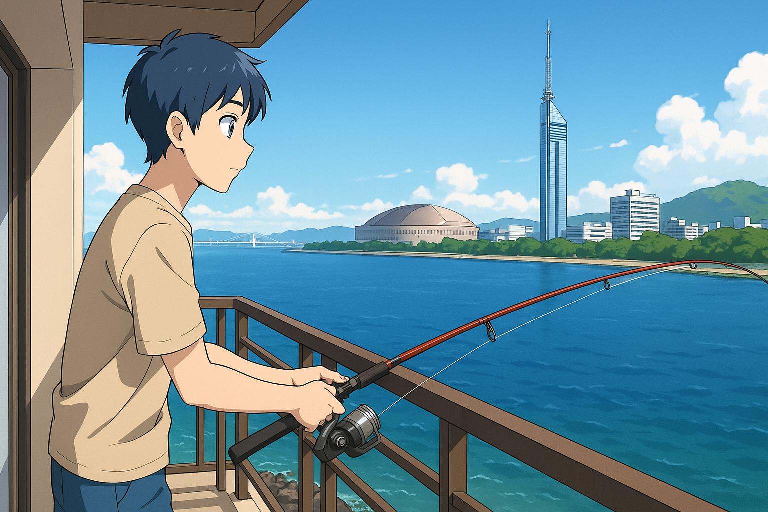 部屋から釣りができる宿 福岡