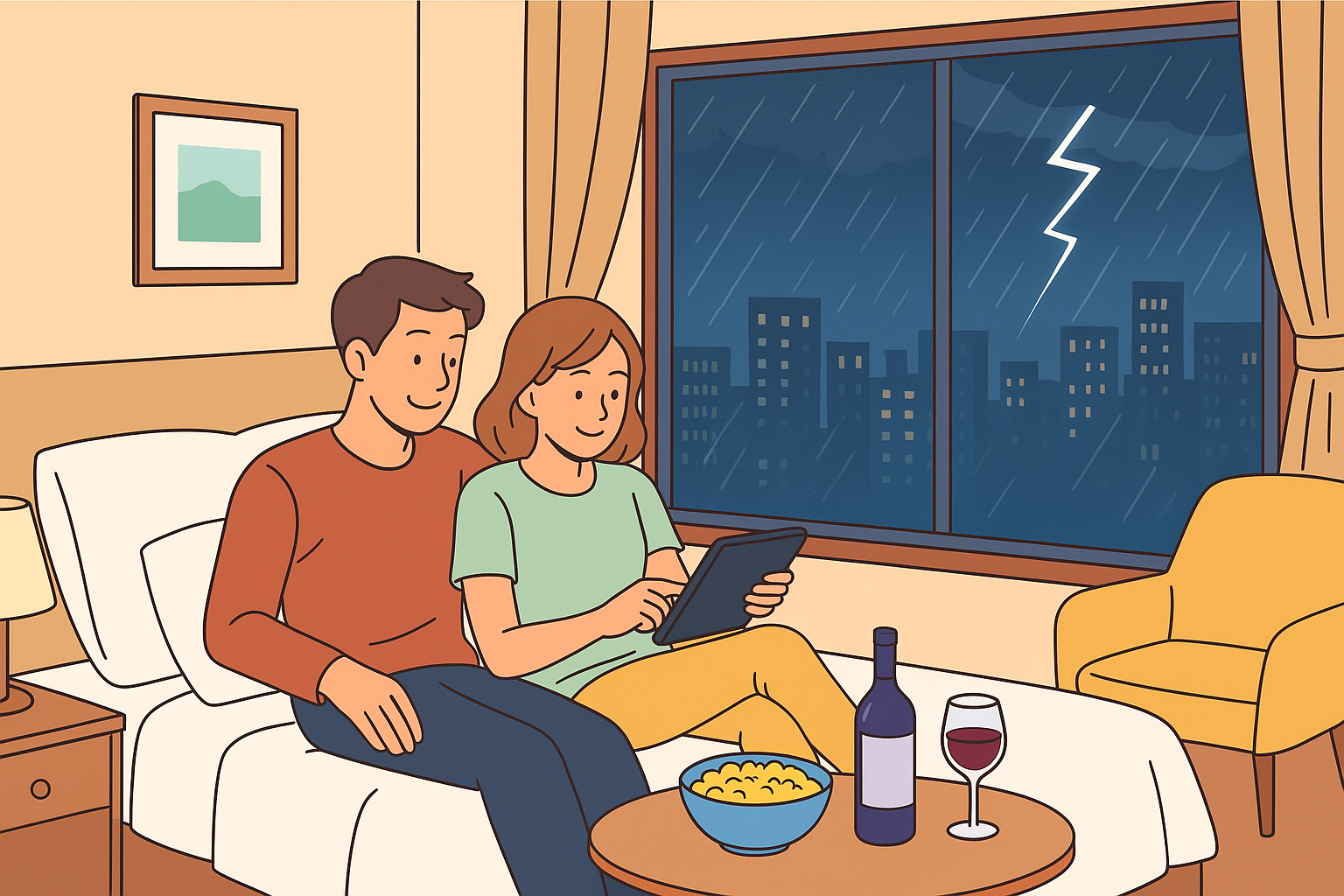 室内で楽しめるホテル 台風