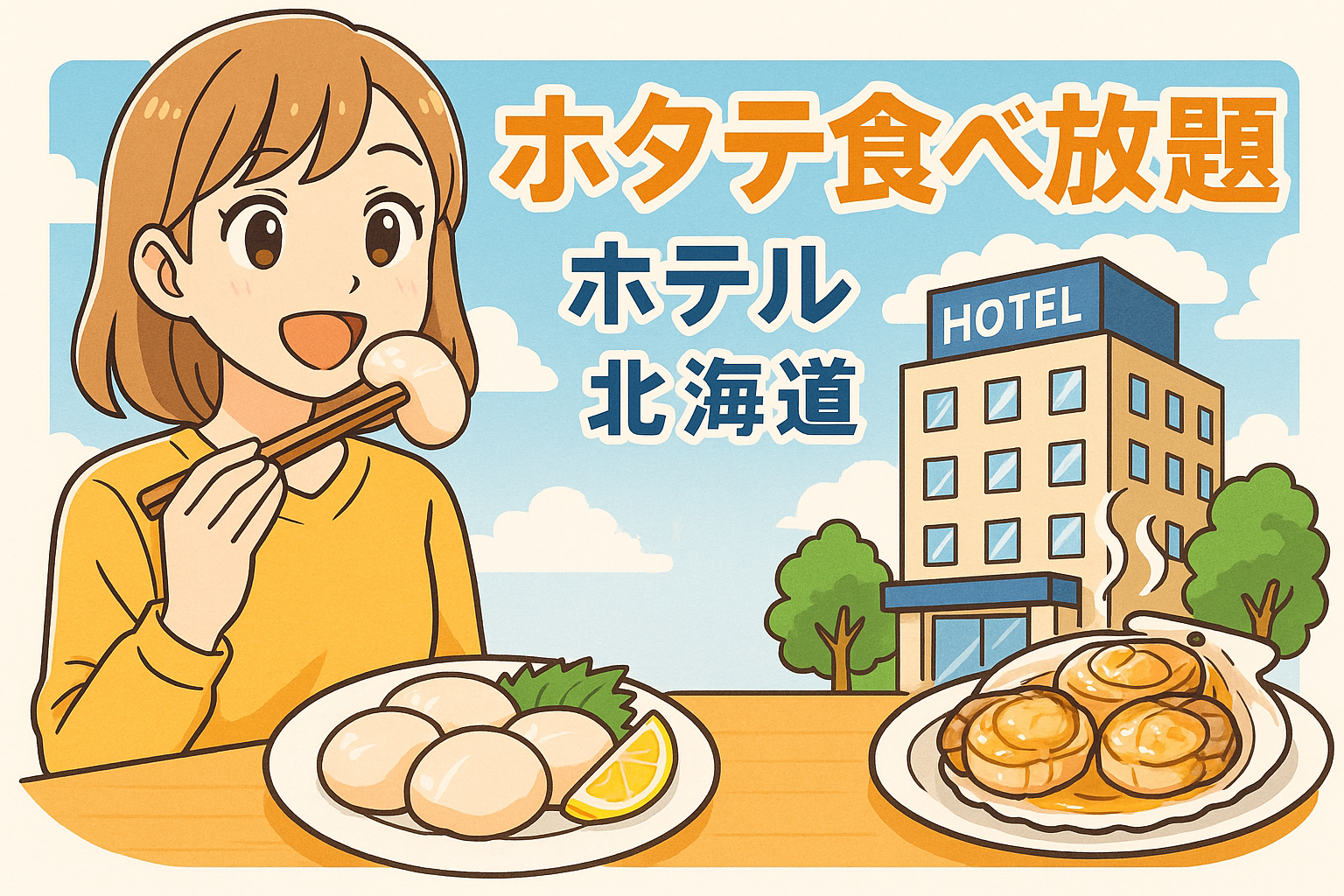 ホタテ⾷べ放題 ホテル 北海道