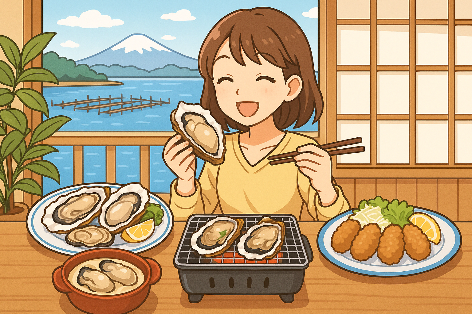 牡蠣 づくし 宿 岡山